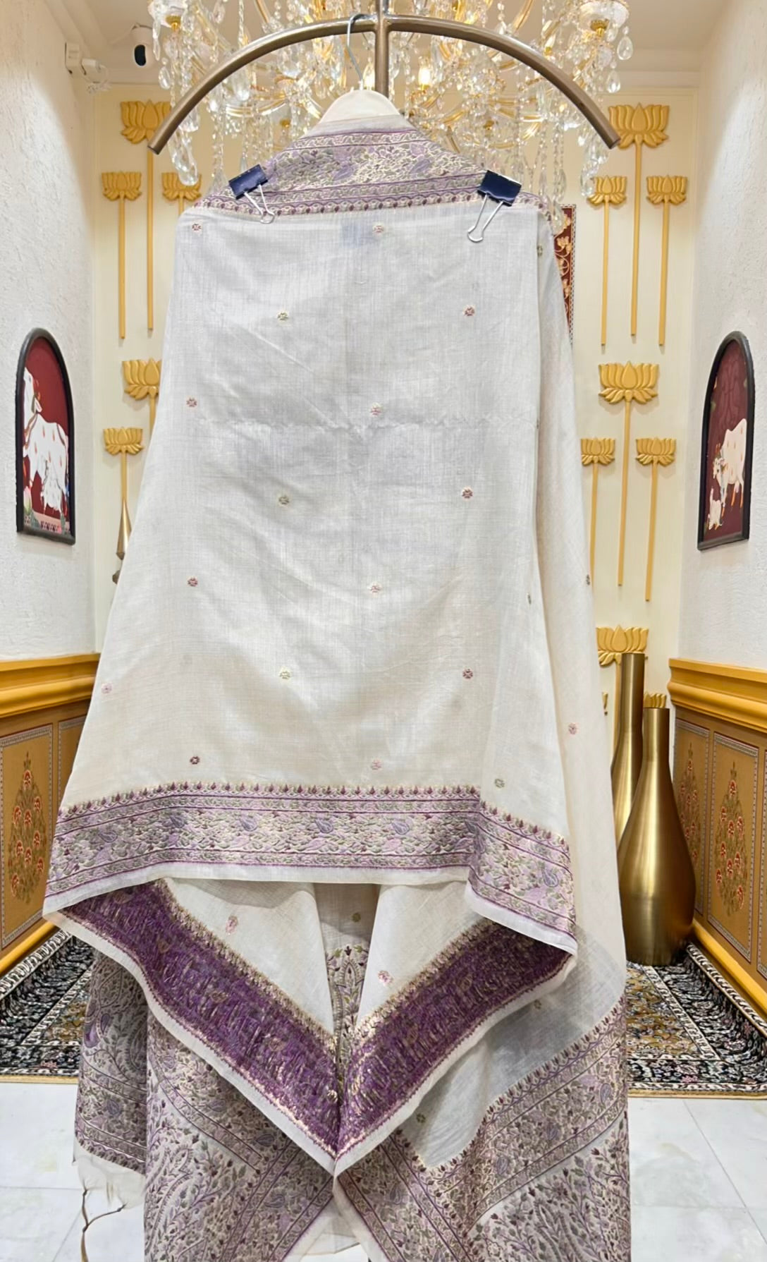 Ishmira Jamdhani Noor Suit (Beige & Purple)