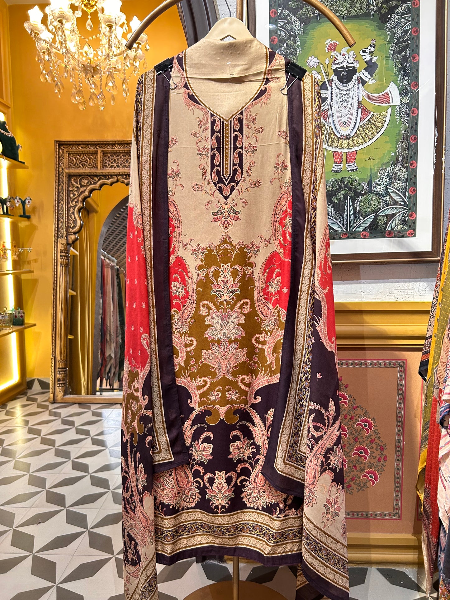 Pashvani Digital Suit (Wine)