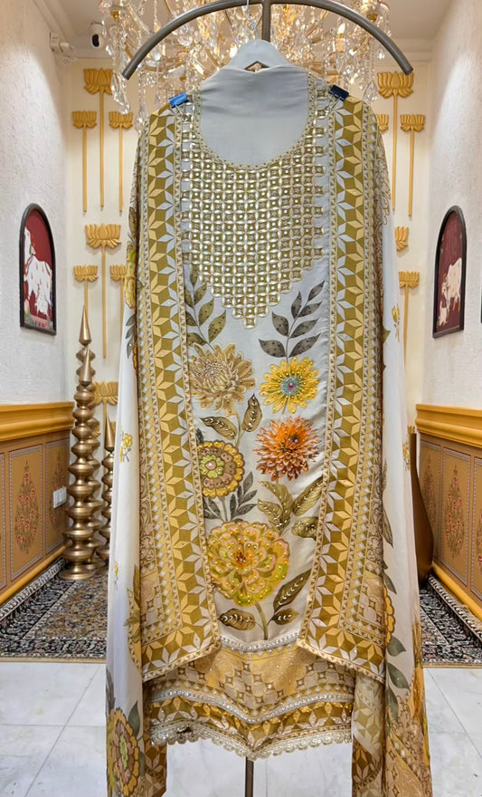 Zyra Satin Organza Luxe Suit