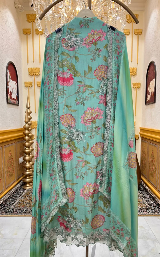 Zehna Pastel Bloom Suit (Green)
