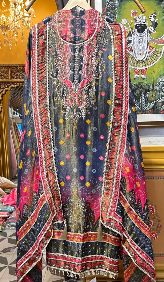 Nooré-Naz Organza Suit (Wine)