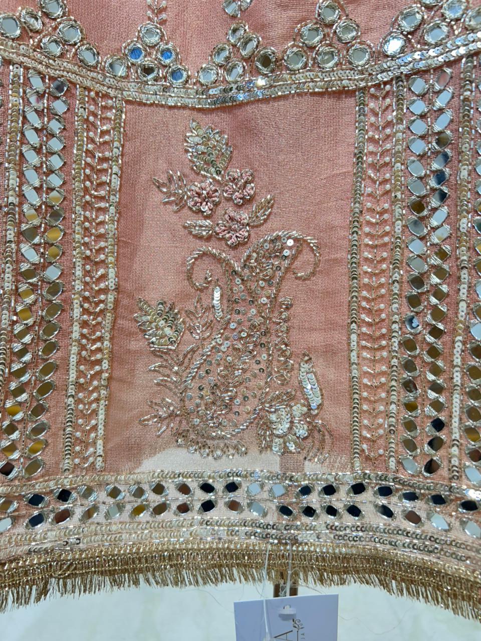 Ruhmehar Sheesha Kinari Suit (Peach)