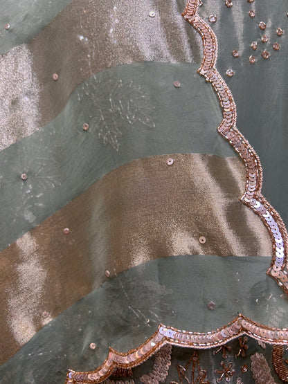 Zarqash Organza Suit (Green)