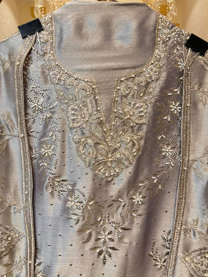 Sarvani Mukaish Noor Suit (Grey)