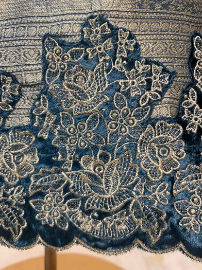 Rivayat Brocade Velvet Suit (Blue)