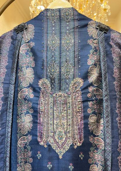 Mehira Tussar Silk Suit (Blue)