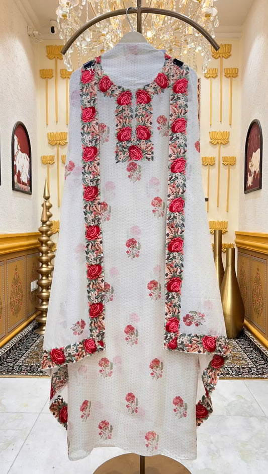 Raveena Resham Veil Suit (ivory)