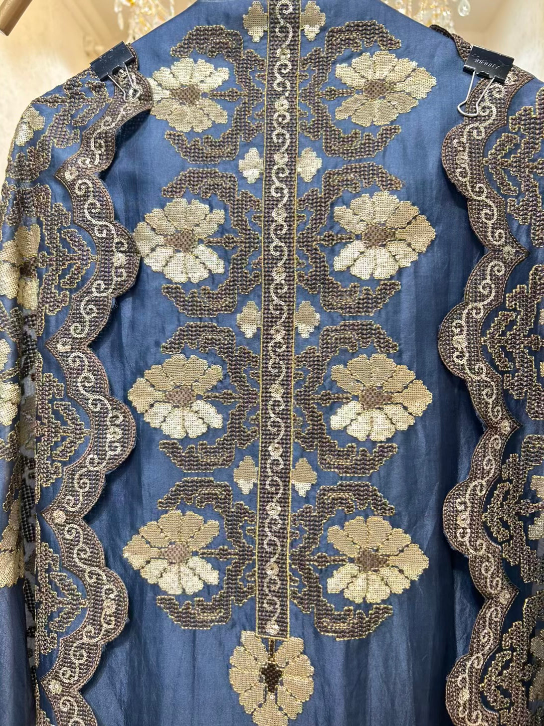 Zehriya Sequin Veil Suit (Navy Blue)