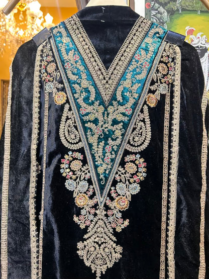 Ruhbaan Velvet Suit (Black)
