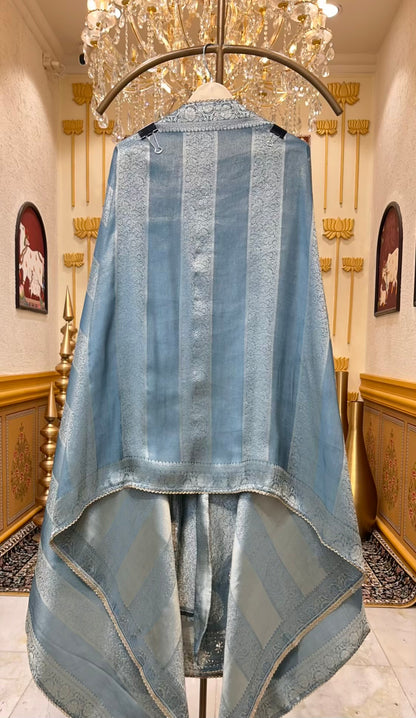 Zehraana Brocade Grace Suit (Powder Blue)
