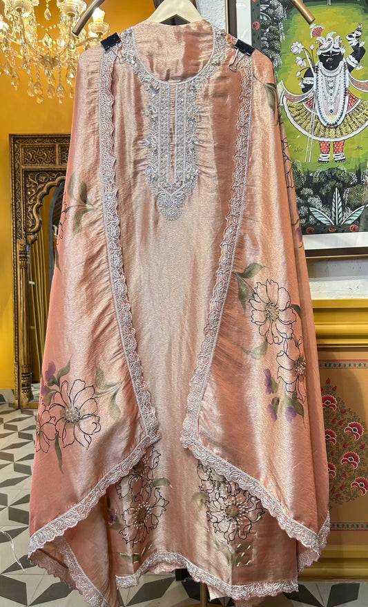 Afsheen Organza Suit (Peach)