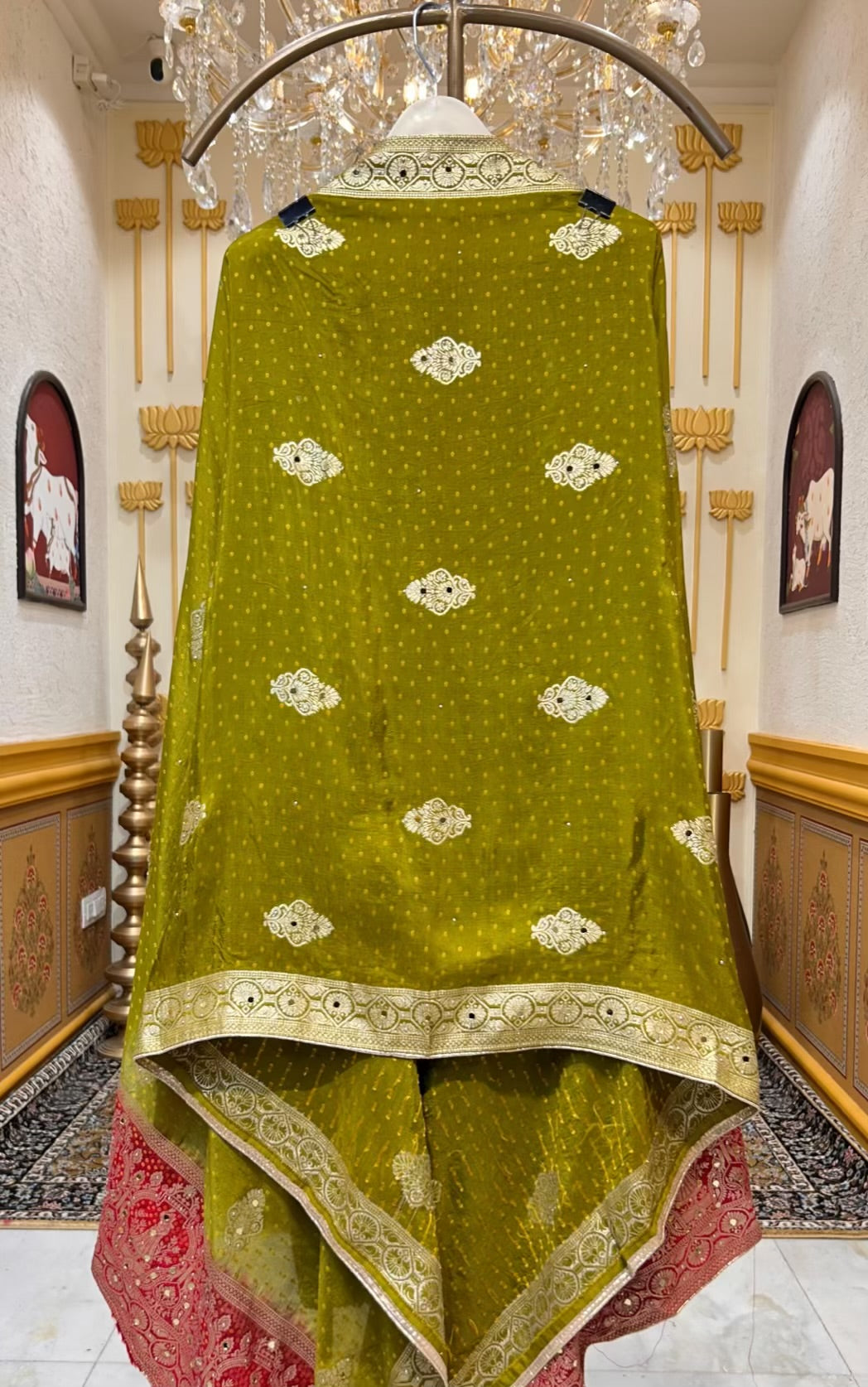 Gulraaya Bandhani Noor Suit (Mehendi Green)