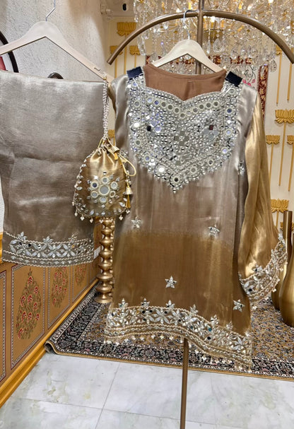 Noorza Aaina Farshi Set (Brown)