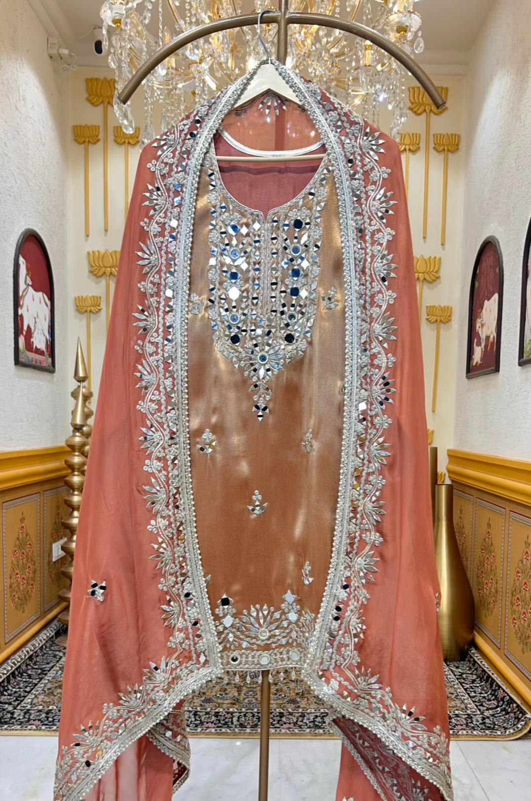 Afsara Aaina Gharara Luxe (Peach)
