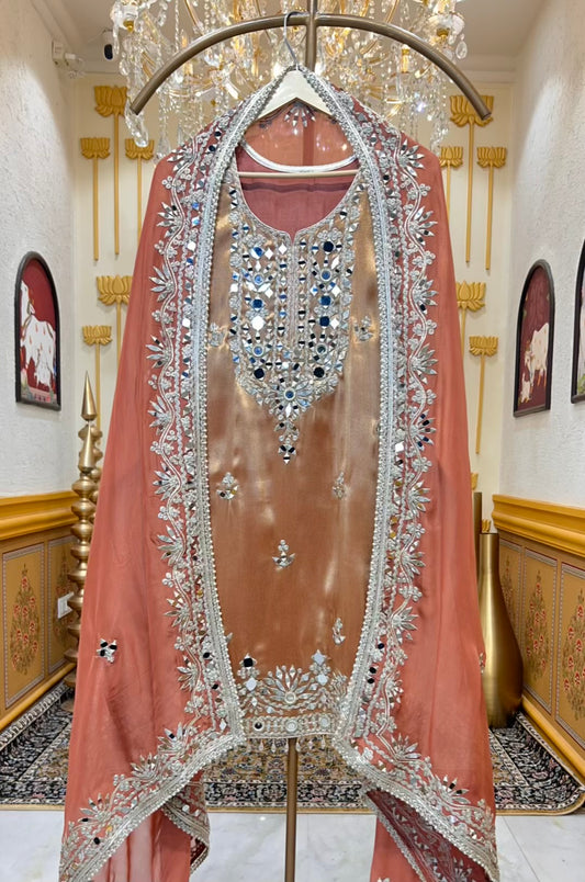 Afsara Aaina Gharara Luxe (Peach)