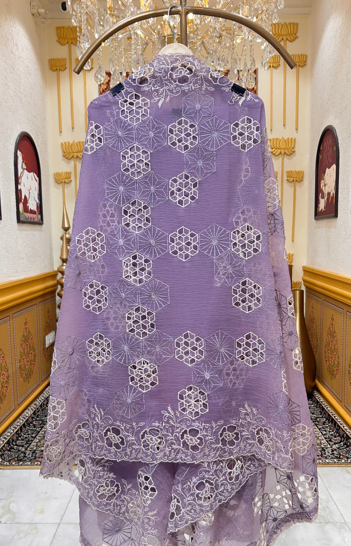 Sahira Thread & Lace Suit (Lavender)