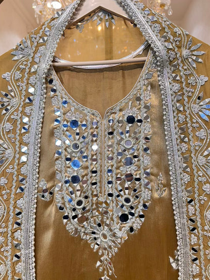 Afsara Aaina Gharara Luxe (Golden)