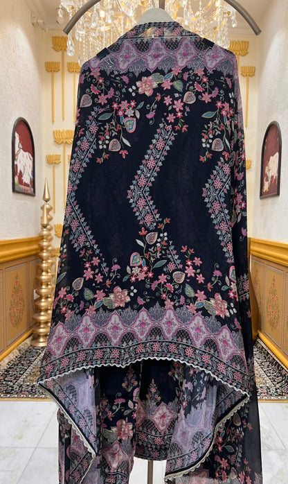 Miraya Digital Printed Suit (Black)