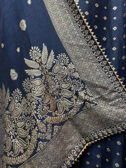 Zarfeenah Banarasi Suit (Peacock Blue)
