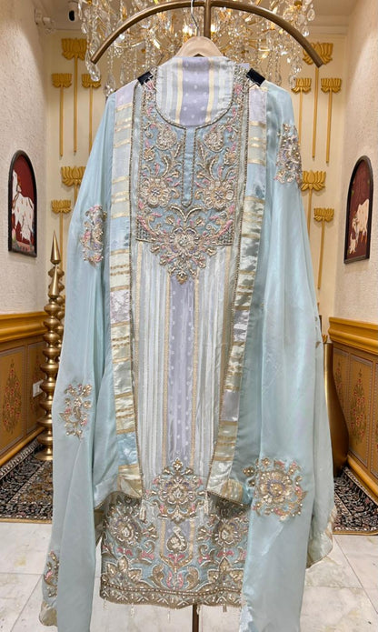 Mehraz Zari Glow Suit (Blue)
