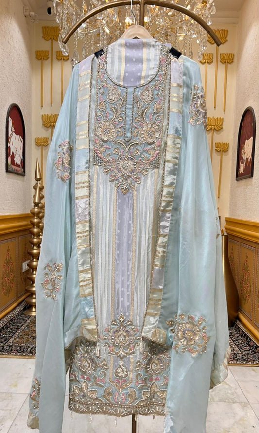 Mehraz Zari Glow Suit (Blue)