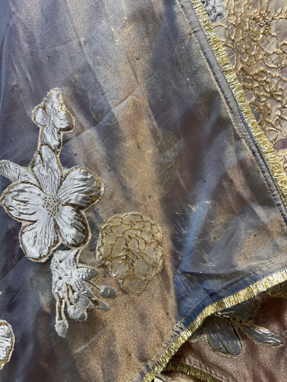 Satin Patra Kinari Suit (Lavender)