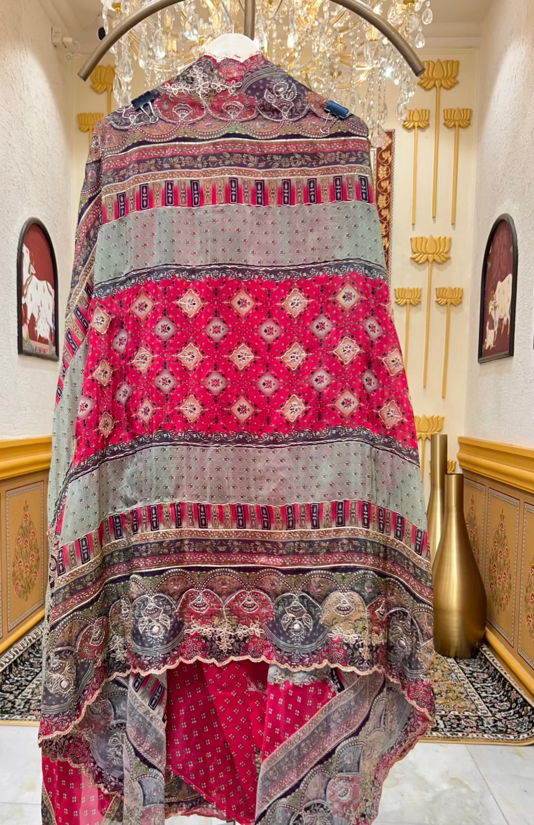 Ishra Zari Grace Suit (Magenta)