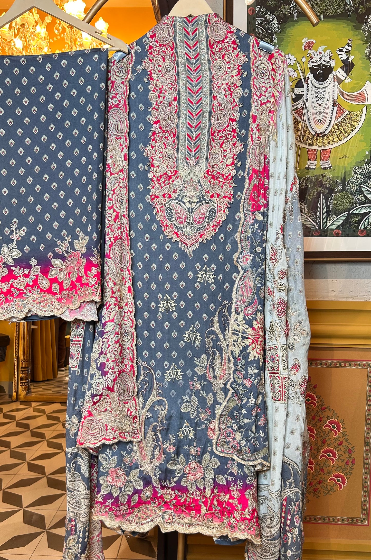 Mehrin Crepe Suit (Blue)