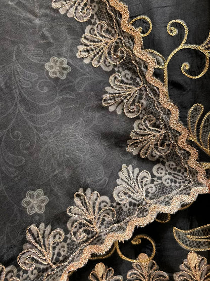 Sahira Zari Silk Suit (Black)
