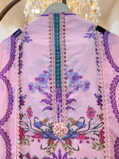 Ahana Lace Print Suit (Pink)
