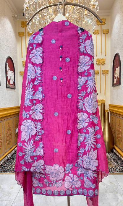 Aarini Appliqué Veil Suit (Pink)