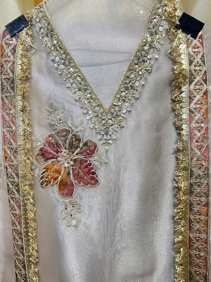 Zehraah Kinari Bloom Suit (Silver Grey)