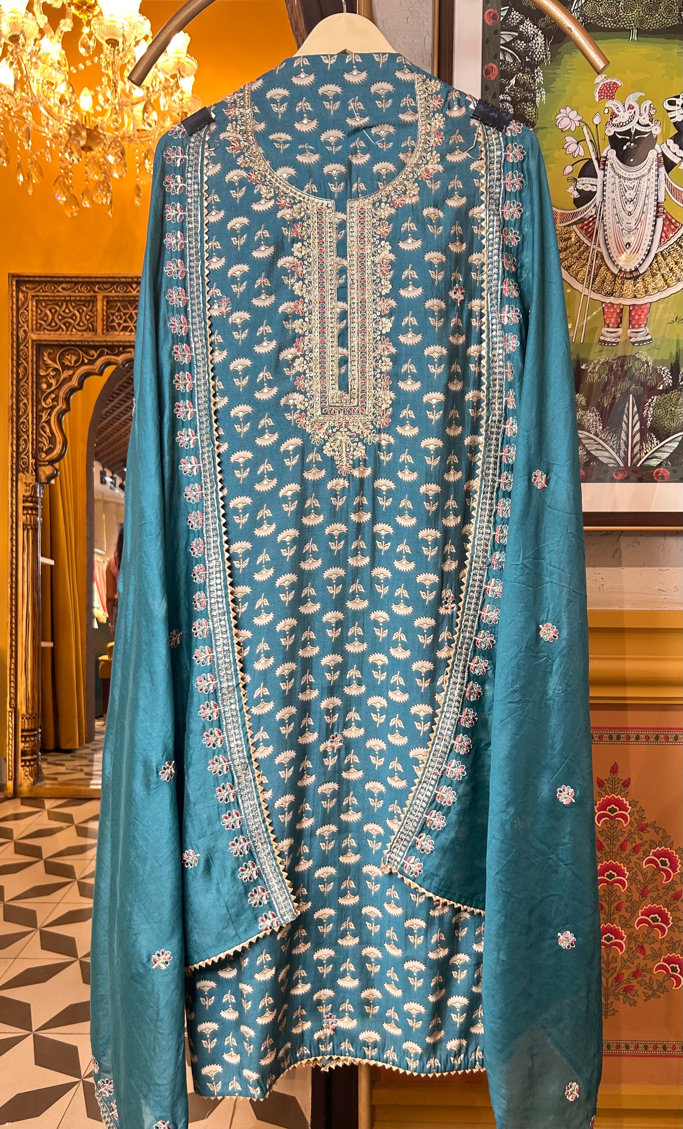 Inaya Muslin Printed Suit (Green)