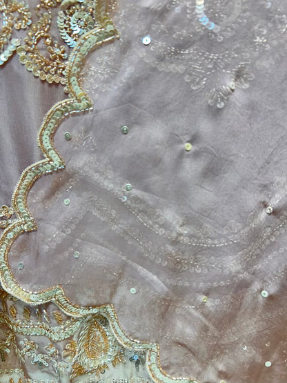 Zarqina Organza Gleam Suit (Peach)