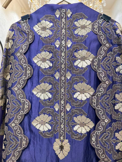 Zehriya Sequin Veil Suit (Peacock Blue)
