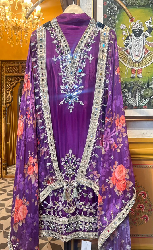 Afsheené-Noor Organza Suit (Purple)