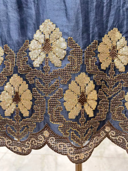 Zehriya Sequin Veil Suit (Navy Blue)