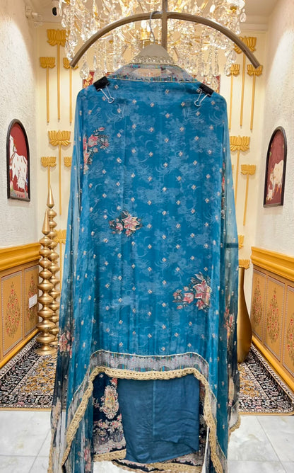 Elvaira Cutdana Organza Suit (Blue)