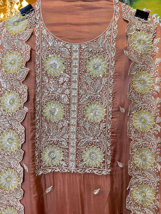 Elnara Silk Organza Suit (Beige)