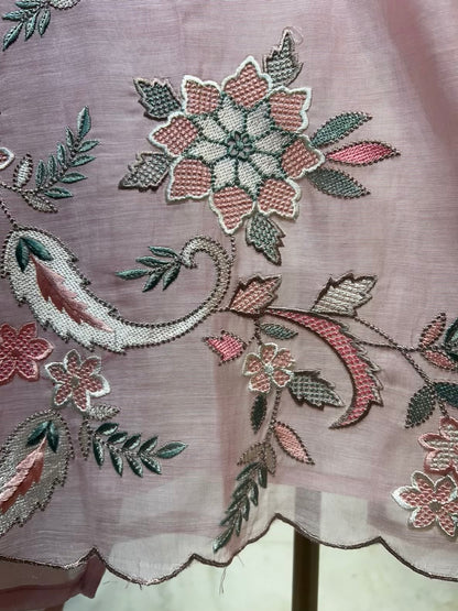 Husna Mul Embroidery Suit (Pink)