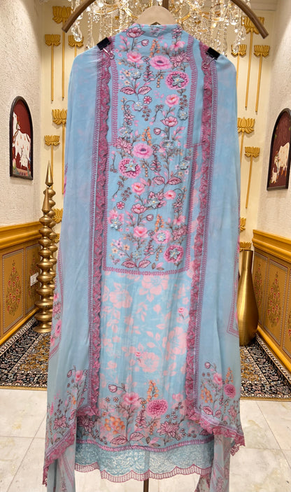 Elara Print Veil Suit (Blue)