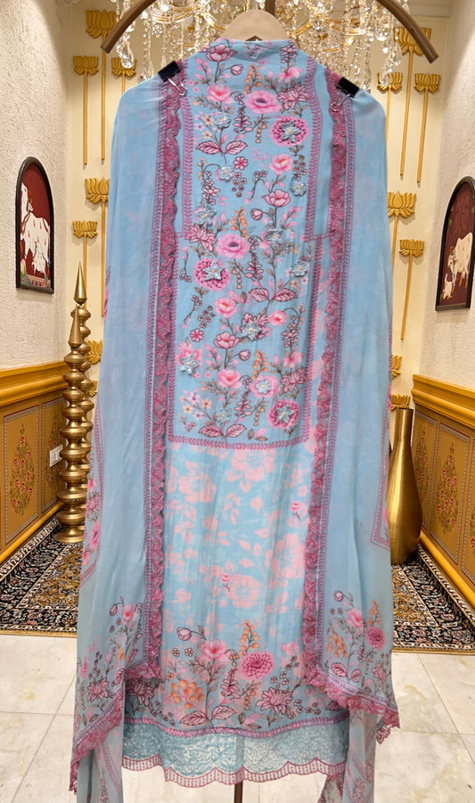 Elara Print Veil Suit (Blue)