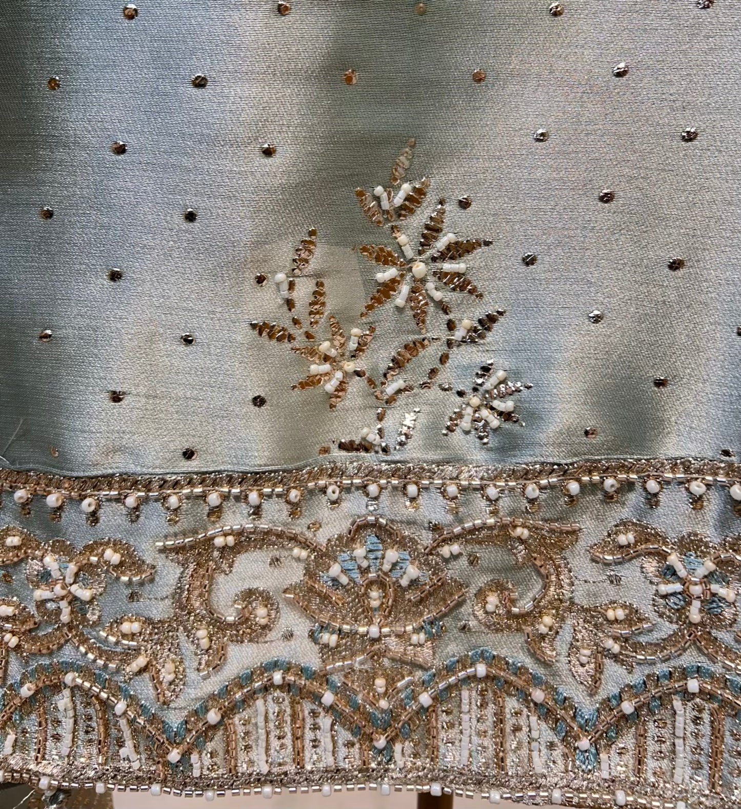 Sarvani Mukaish Noor Suit (Powder Green)