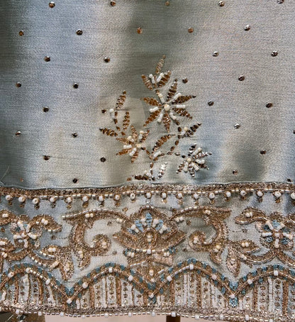 Sarvani Mukaish Noor Suit (Powder Green)