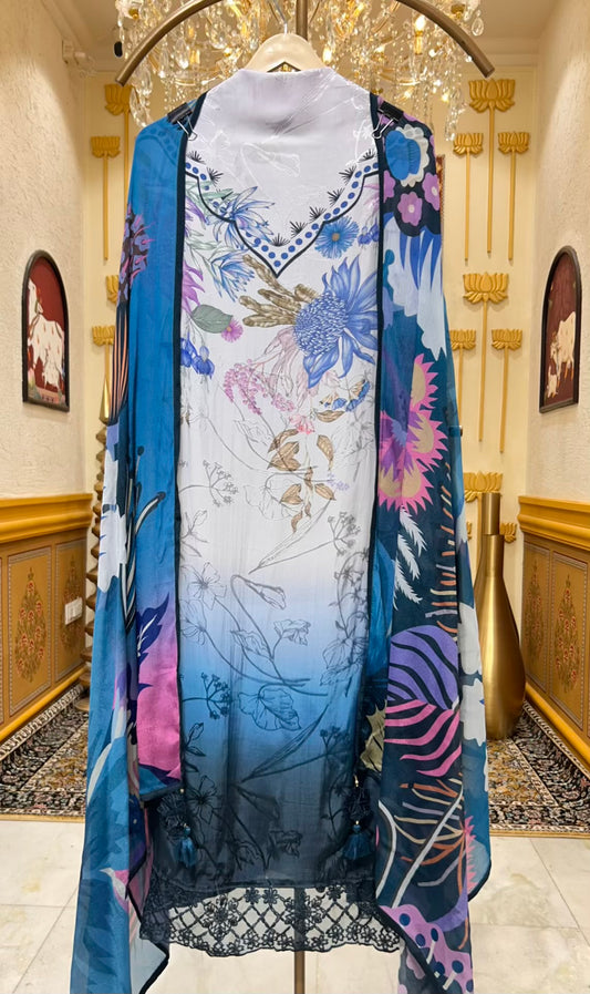 Aafiya Pastel Whisper Suit (Peacock Blue)