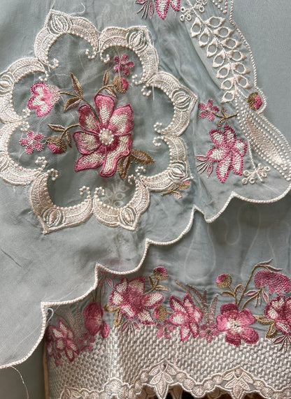 Shabnum Organza Suit (Blue)