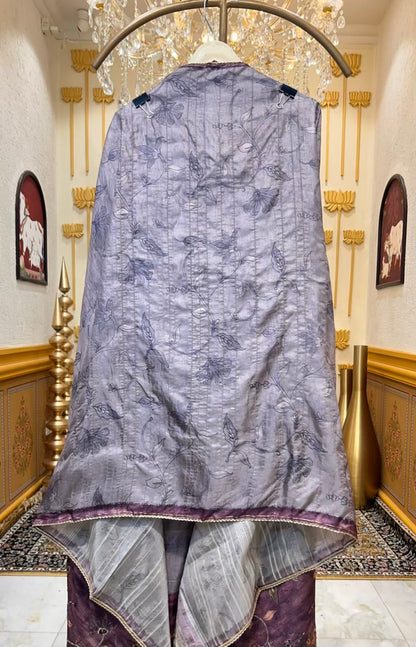 Eshira Tussar Suit (Grey & Wine)