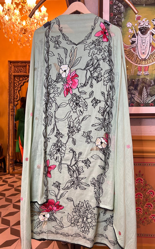Neerja Mul Suit (Green)