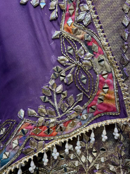 Vasundhara Gota Glow Suit (Purple)