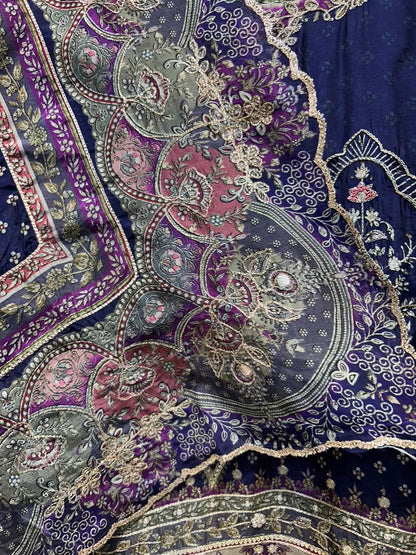 Ishra Zari Grace Suit (Purple)